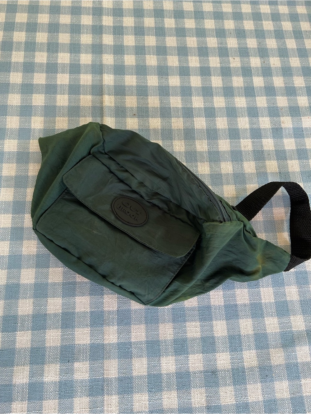 Vintage Oak Brook Nylon Green Belt Bag with Front Pocket